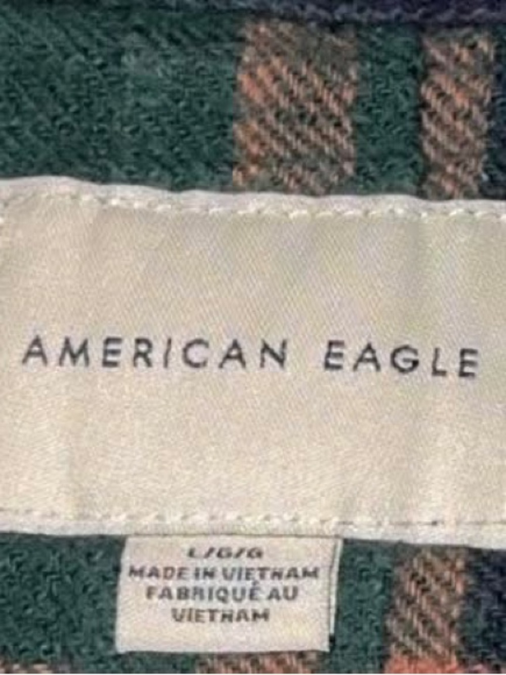 American Eagle Outfitters Navy, Green & Pink Plaid Button-Down - Picture 4 of 4